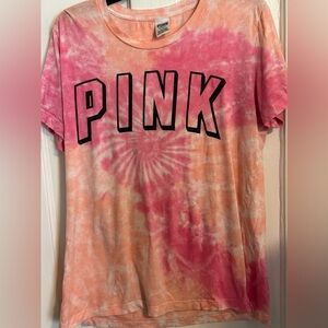 Victoria’s Secret pink tie dye campus tee